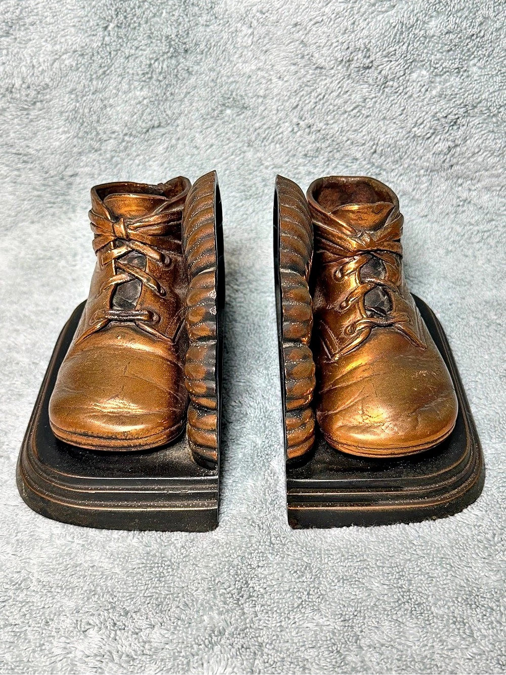 Vintage Bronzed Baby Shoe Bookends